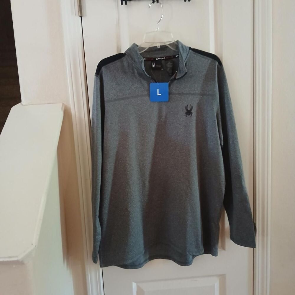 NWT Spyder Active Long Sleeve Quarter Zip Lightweight Pullover Shirt Gray L